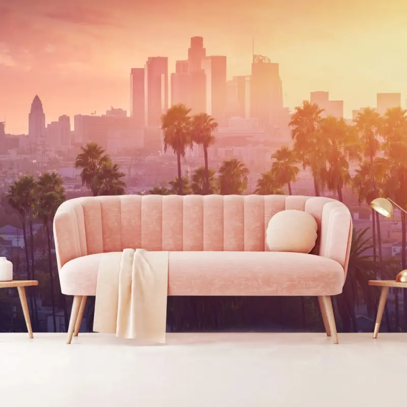 Fototapete Los Angeles goldener sonnenuntergang über der skyline