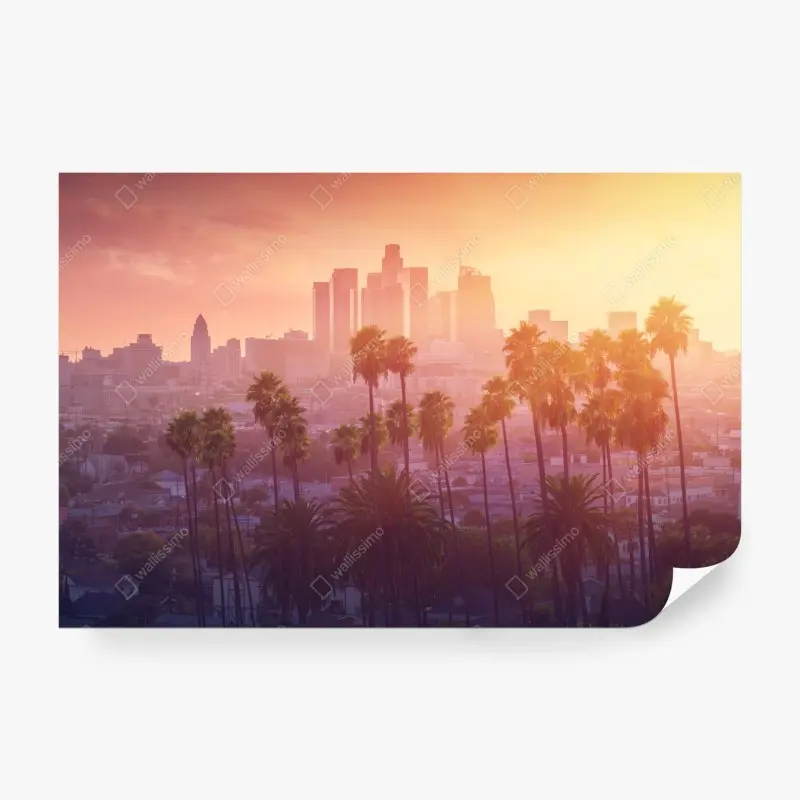 Fototapete Los Angeles goldener sonnenuntergang über der skyline