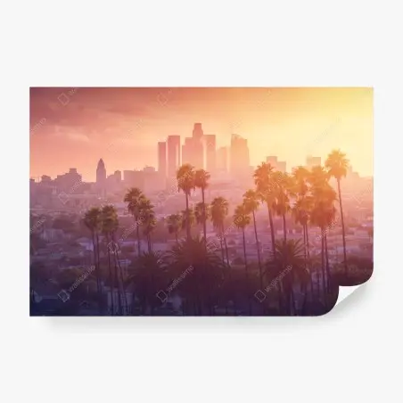 Fototapete Los Angeles goldener sonnenuntergang über der skyline – Pixers®