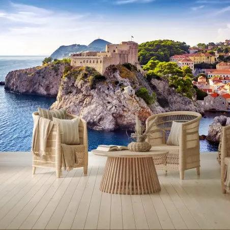 Fototapete Dubrovnik küstenfestung auf felsigen klippen
