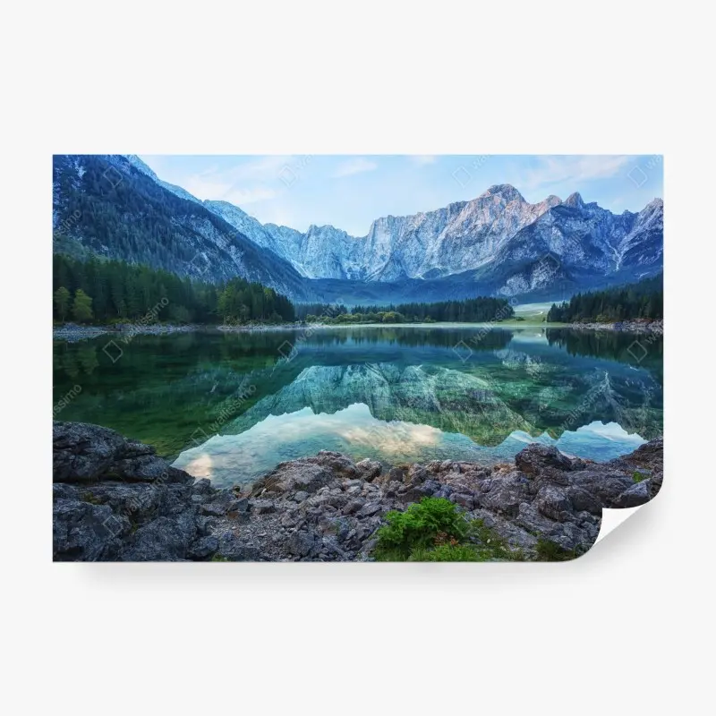 Fototapete früher morgen am See Fusine, Julische Alpen