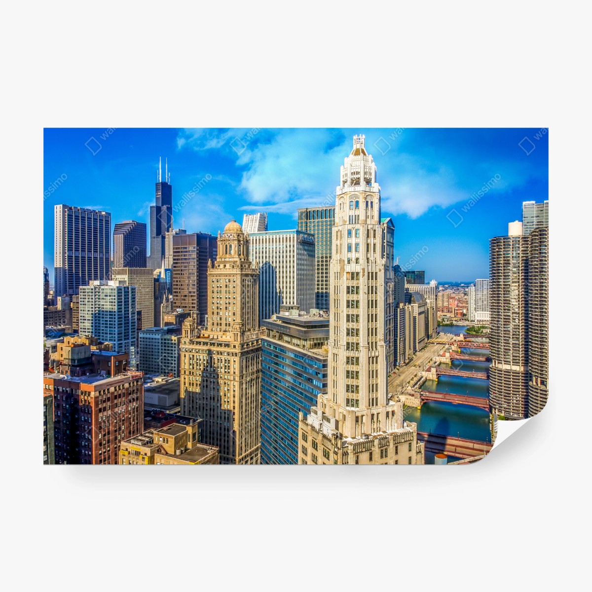 Fototapete Chicago skyline über dem fluss – Pixers®