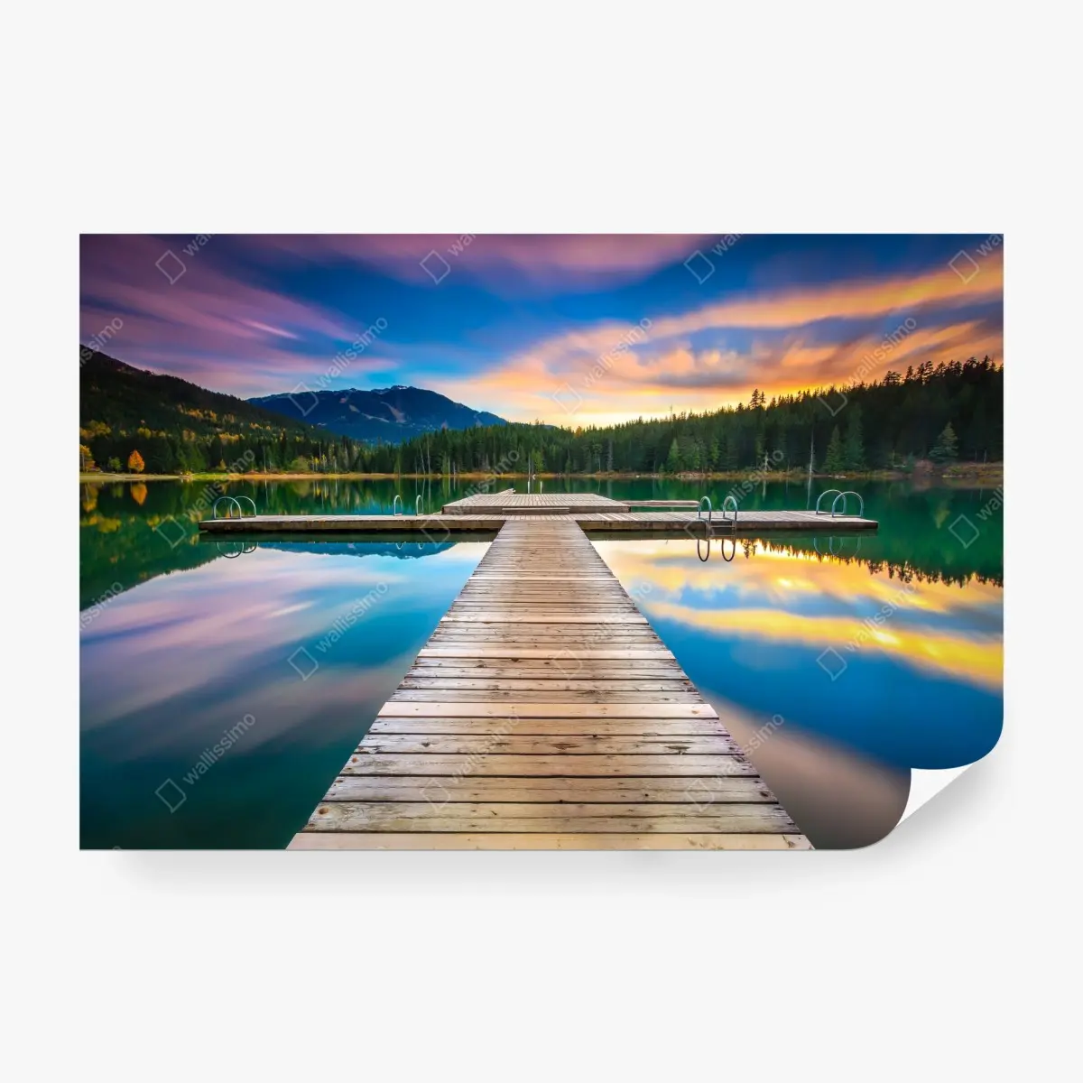 Fototapete ruhiger bergsee im sonnenuntergang – Pixers®
