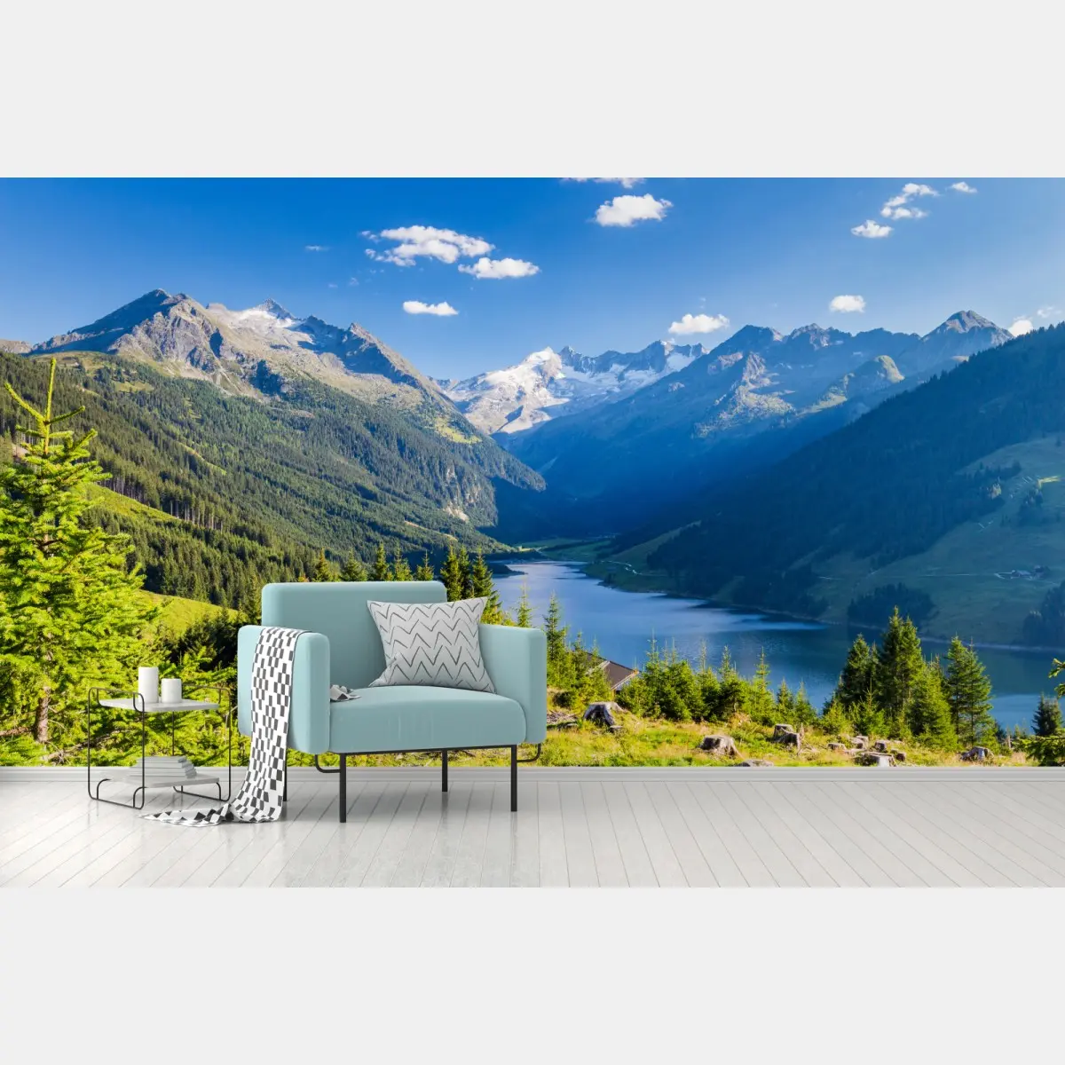 Fototapete ruhiges tal mit alpensee – Pixers®