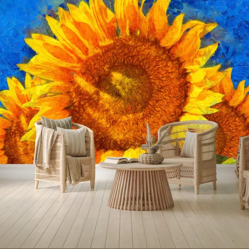Fototapete lebendige sonnenblumen im stil von Van Gogh