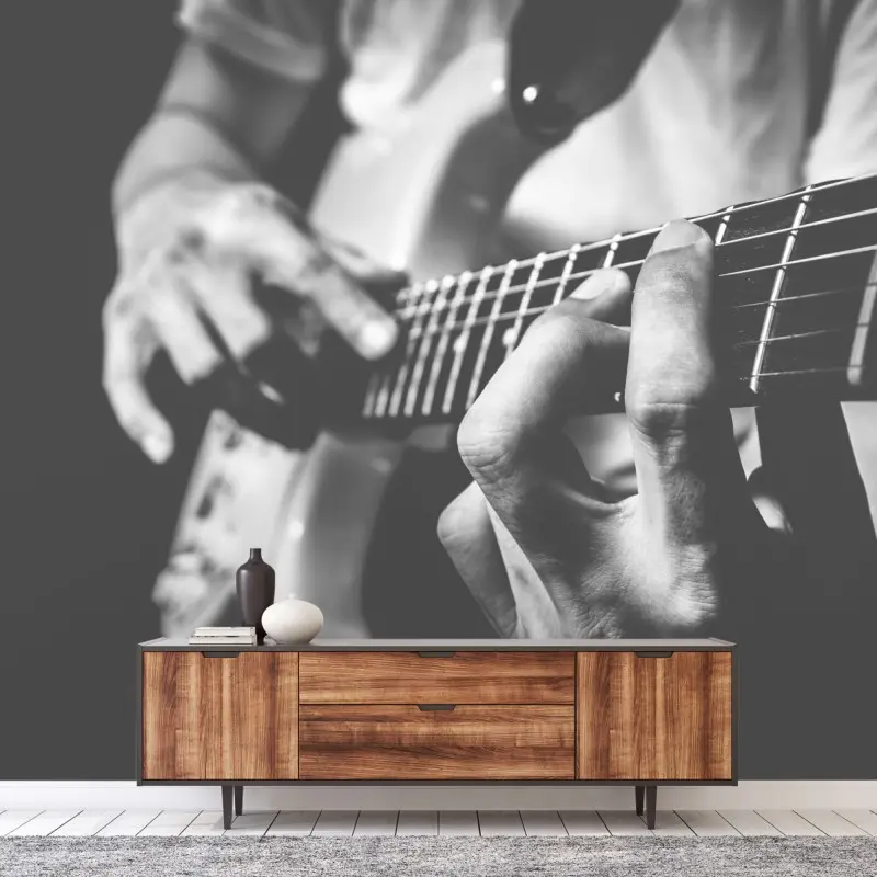 Fototapete monochrome gitarre nahaufnahme