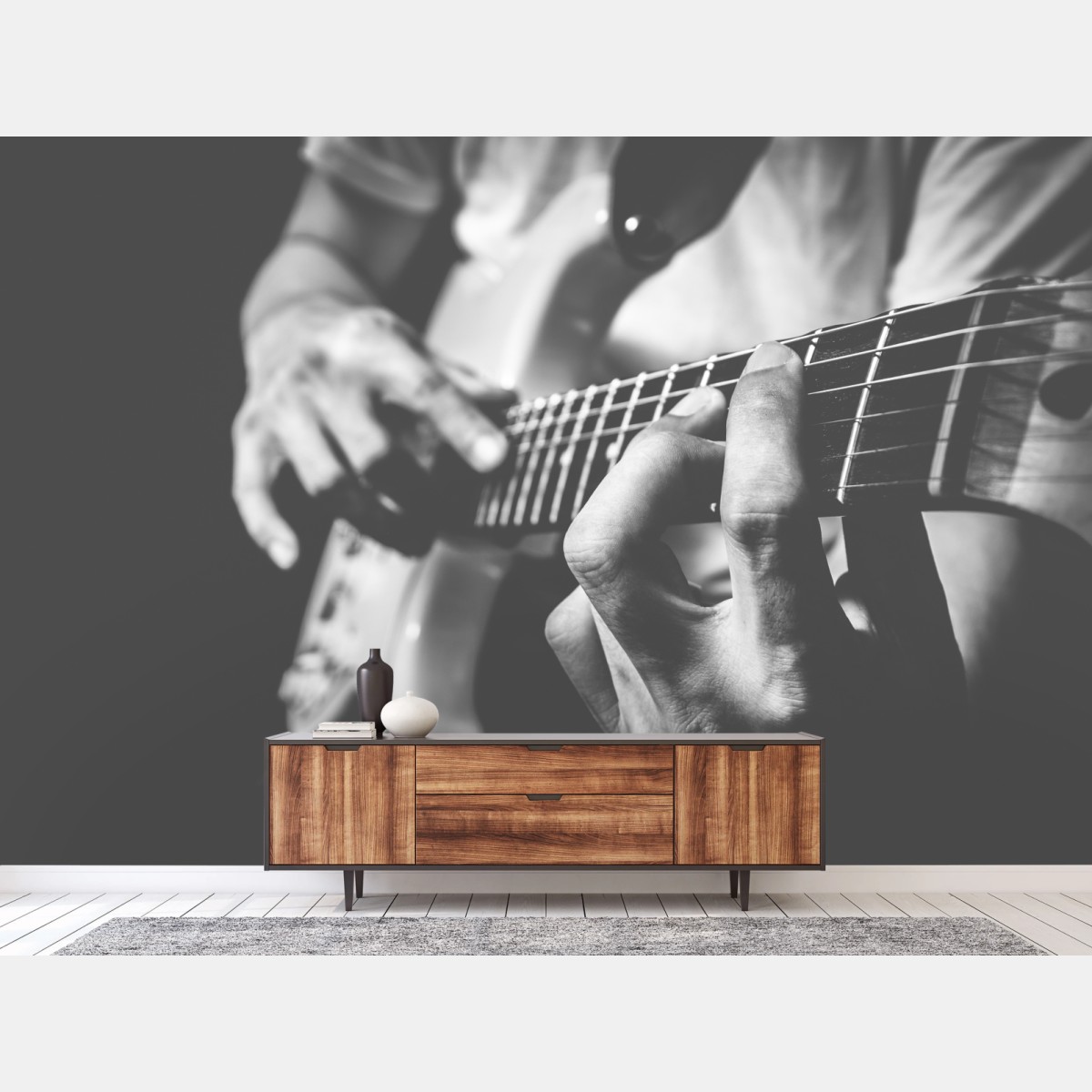 Fototapete monochrome gitarre nahaufnahme – Pixers®