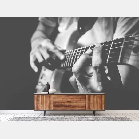 Fototapete monochrome gitarre nahaufnahme – Pixers®