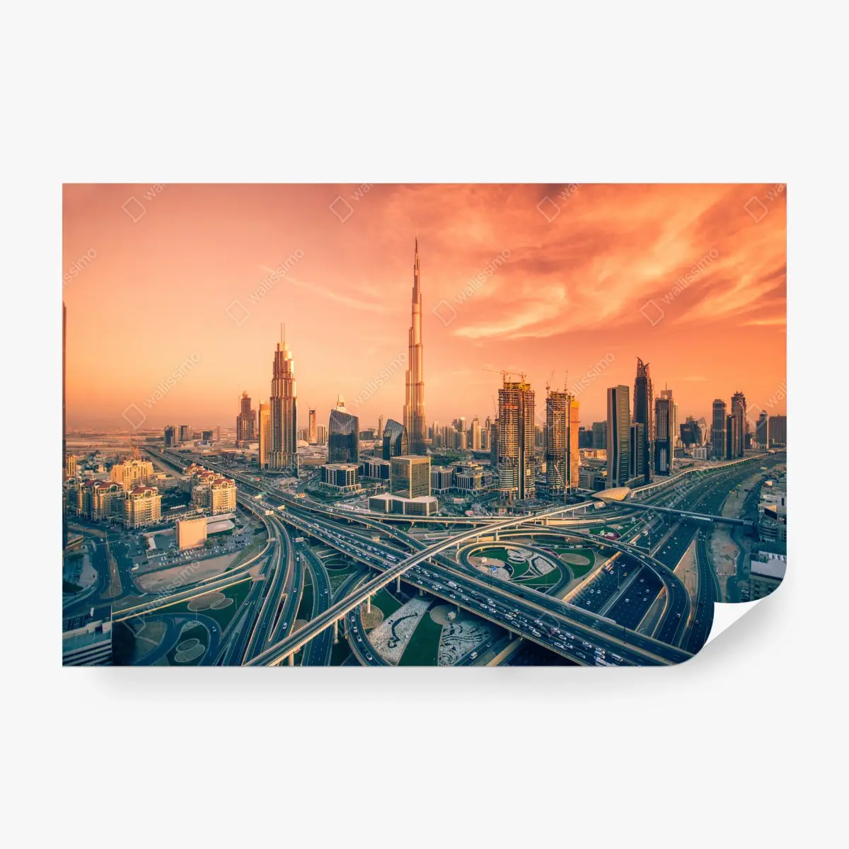 Fototapete Dubai skyline bei sonnenuntergang – Pixers®