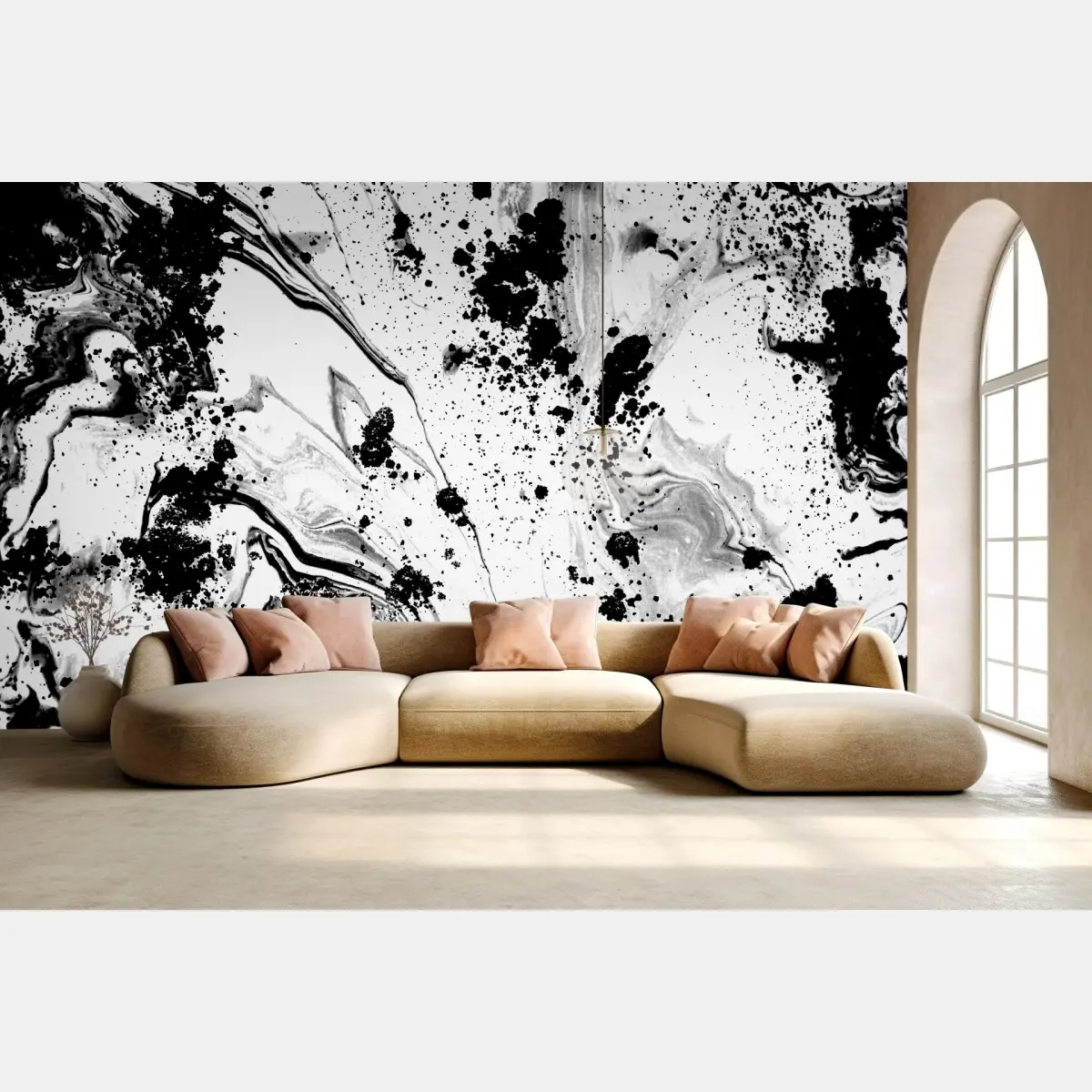 Fototapete monochromes marmormuster abstrakt – Pixers®