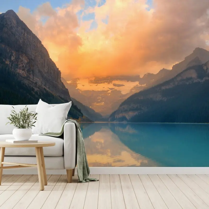 Fototapete sonnenaufgang über Lake Louise, Banff