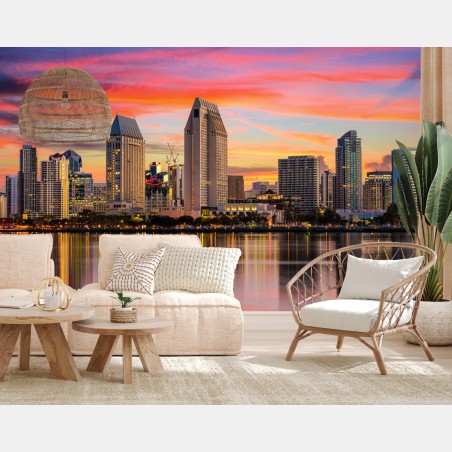 Fototapete San Diego skyline bei sonnenuntergang – Pixers®
