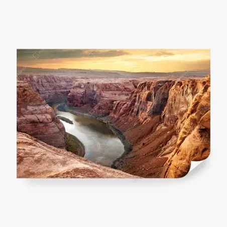 Fototapete sonnenbeschienener canyon bei Horseshoe Bend, Colorado River – Pixers®