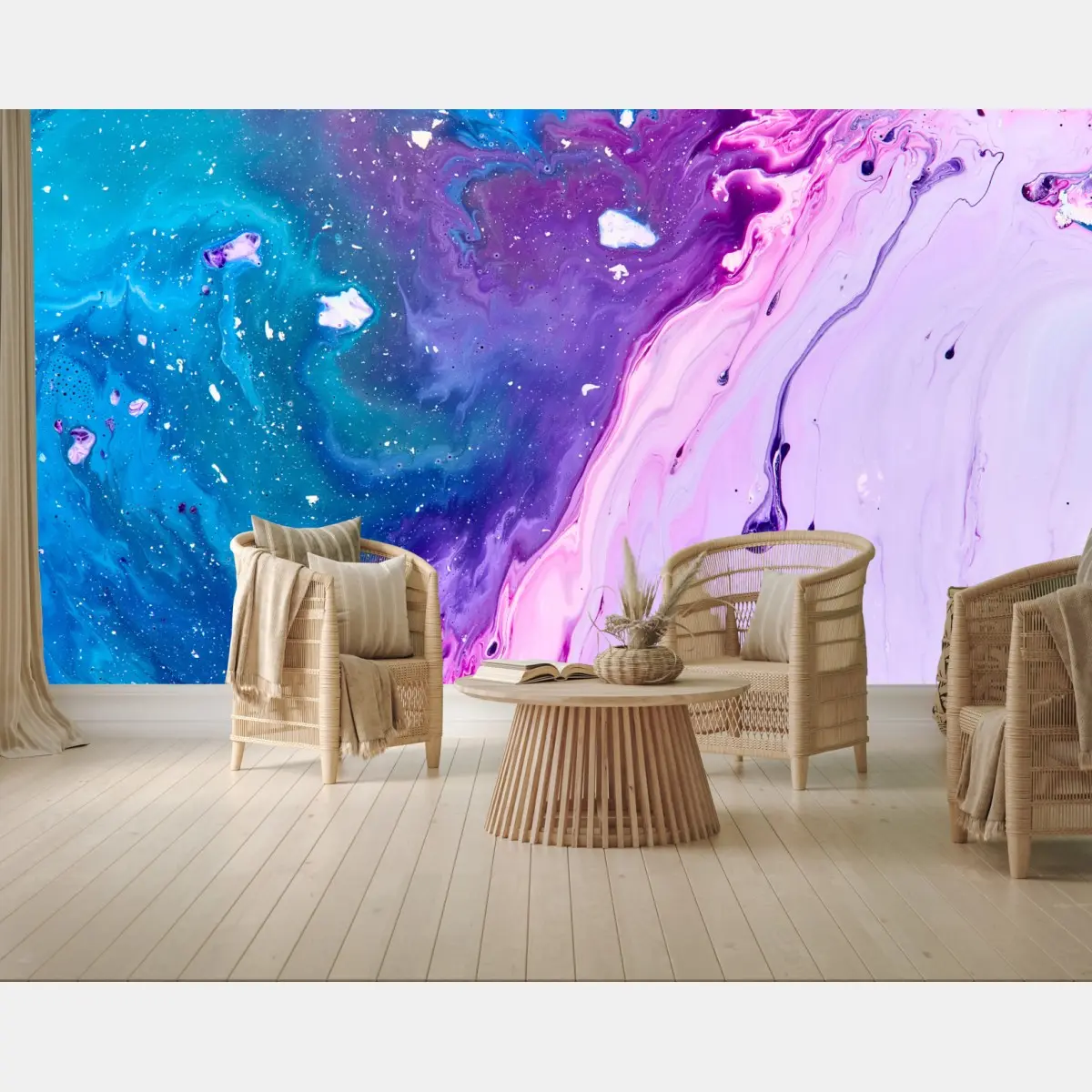 Fototapete lebendige blau-violette abstrakte acrylmalerei – Pixers®