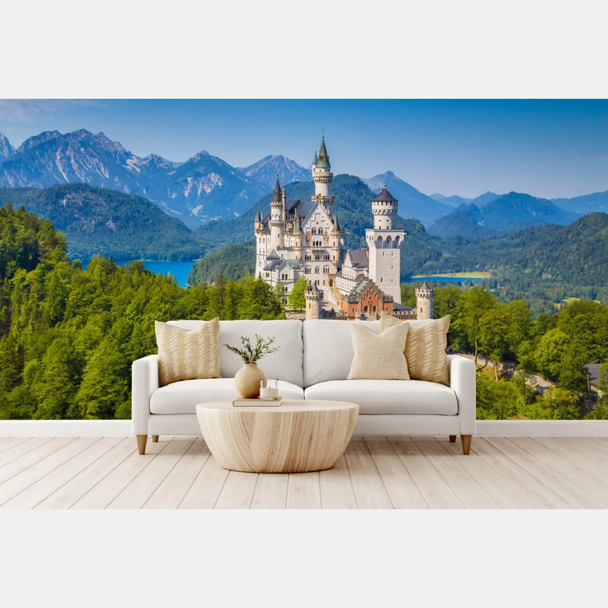Fototapete schloss Neuschwanstein in alpiner landschaft – Pixers®