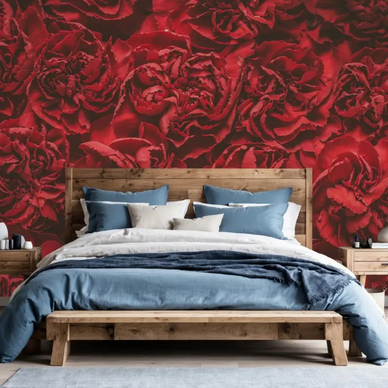 Fototapete vintage rote nelken blumenmuster