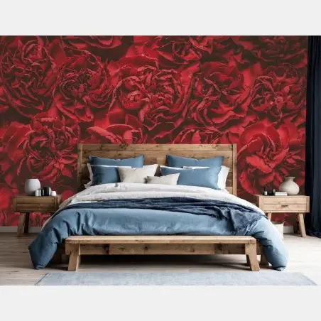 Fototapete vintage rote nelken blumenmuster – Pixers®
