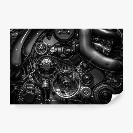 Fototapete präzise motor-nahaufnahme im industrial-stil – Pixers®