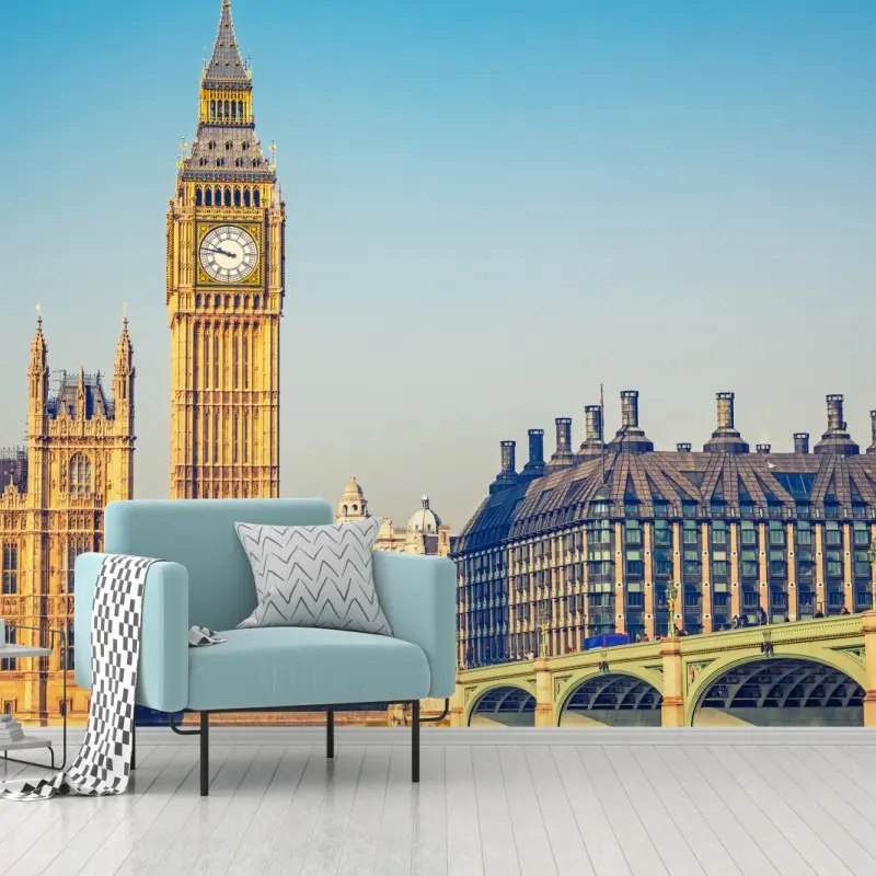 Fototapete London mit Big Ben und Westminster Bridge
