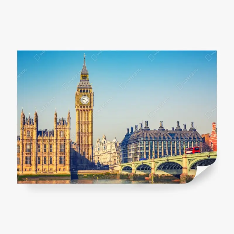 Fototapete London mit Big Ben und Westminster Bridge