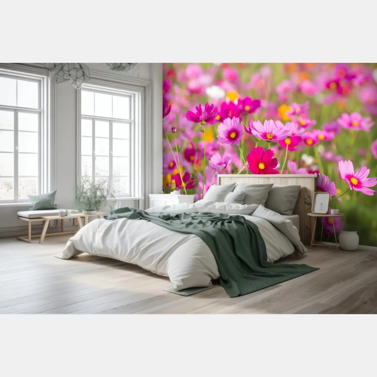 Fototapete rosa kosmeenwiese in blüte – Pixers®
