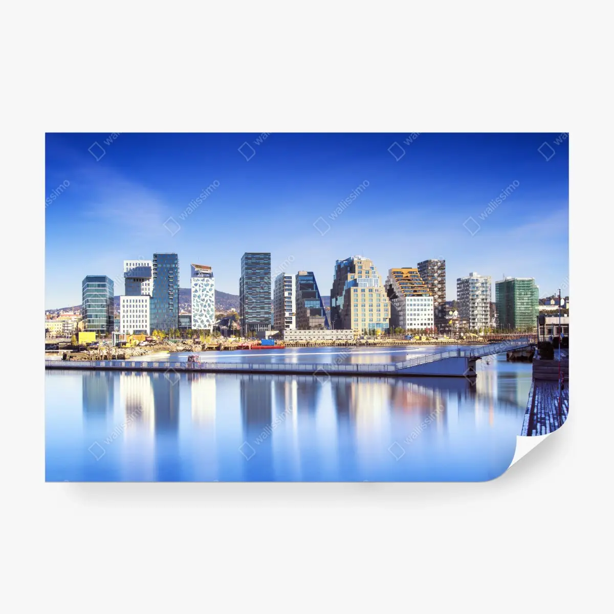Fototapete moderne ufer skyline mit spiegelungen – Pixers®