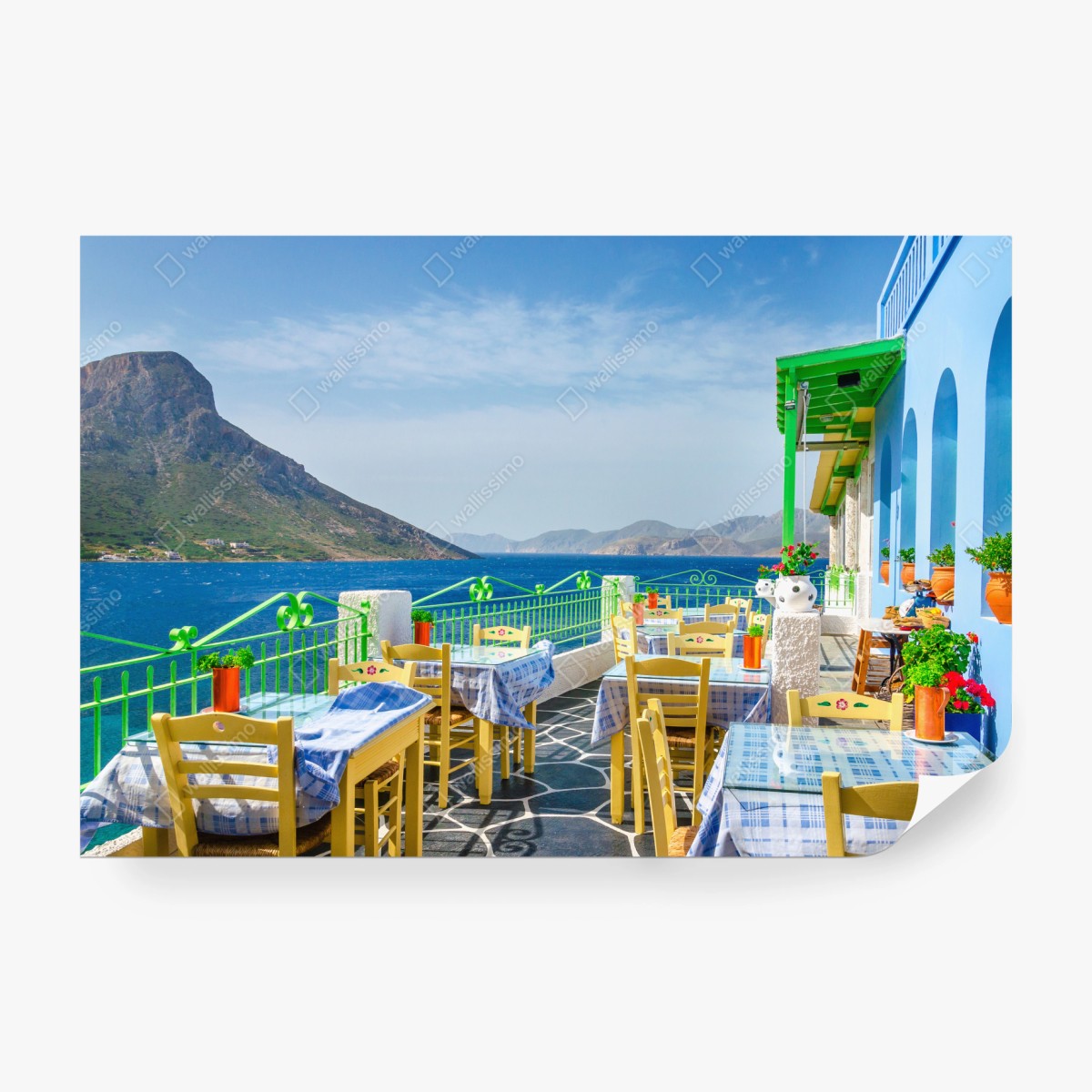 Fototapete sonnige terrasse am meer mit küstenblick – Pixers®