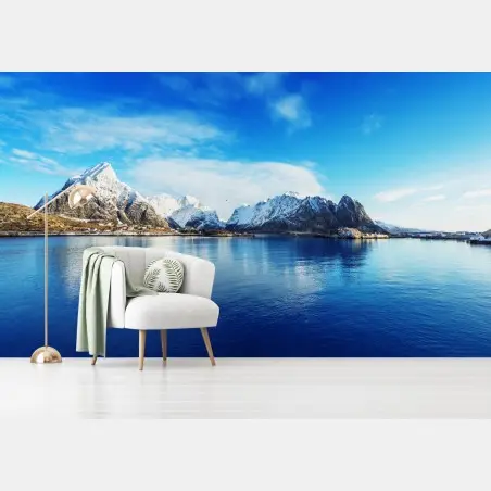 Fototapete ruhige winterliche fjordlandschaft in Reine, Lofoten – Pixers®
