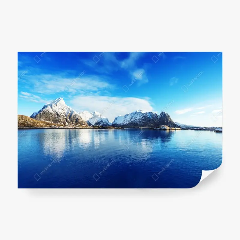 Fototapete ruhige winterliche fjordlandschaft in Reine, Lofoten