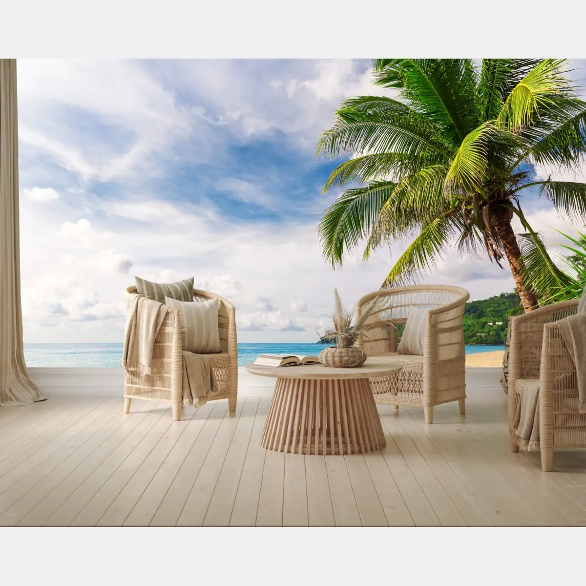 Fototapete tropischer strand in Phuket mit palme – Pixers®