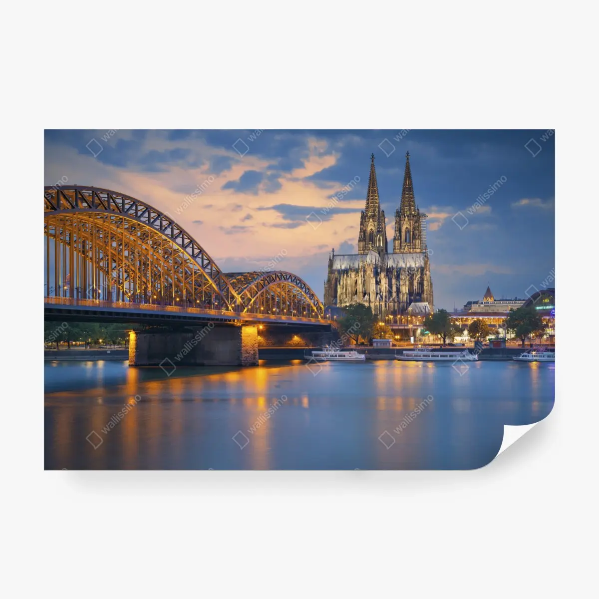 Fototapete Kölner Dom und Hohenzollernbrücke bei dämmerung – Pixers®