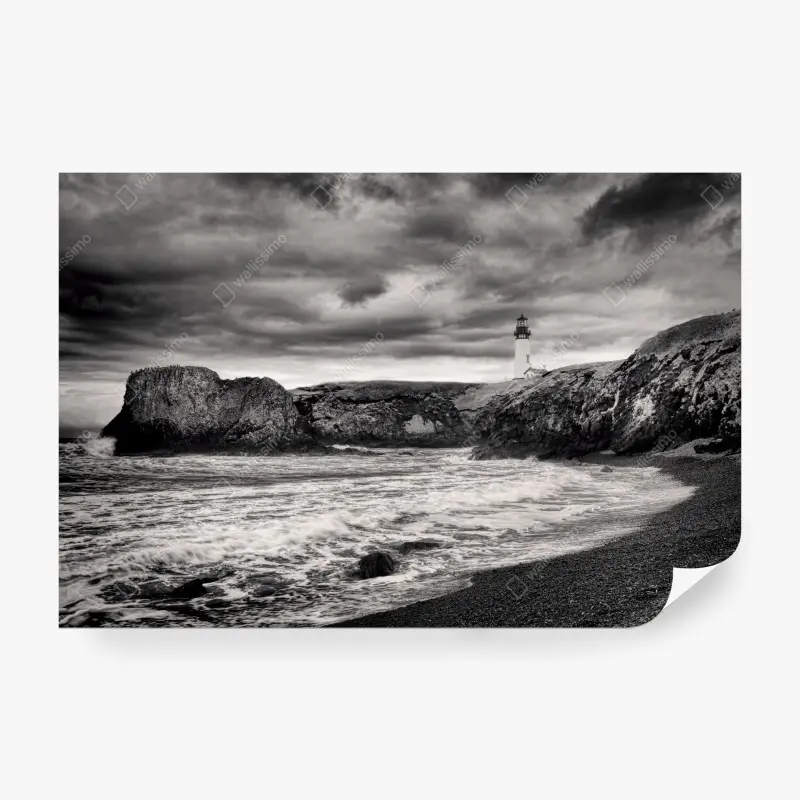 Fototapete leuchtturm Yaquina Bay an stürmischer küste