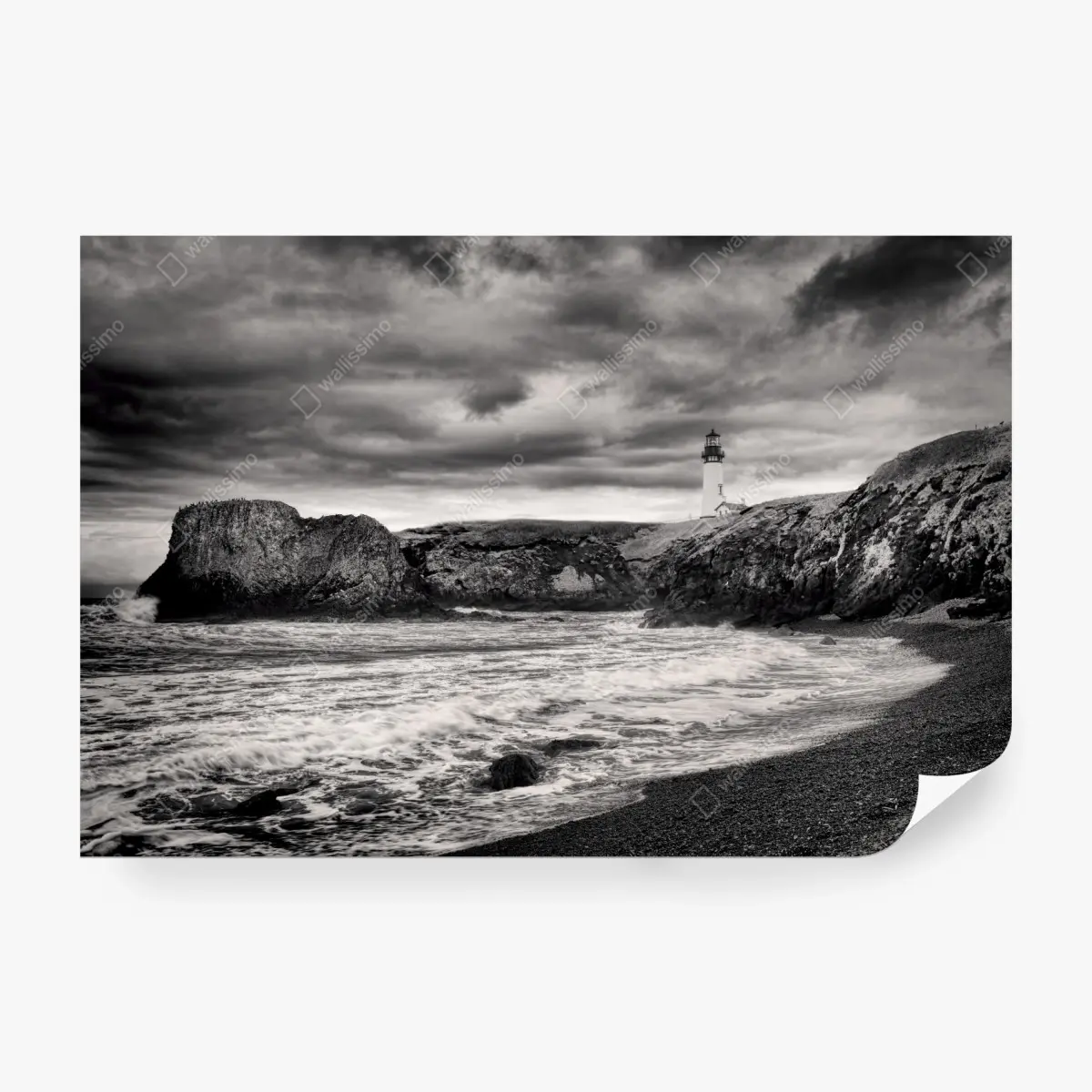 Fototapete leuchtturm Yaquina Bay an stürmischer küste – Pixers®