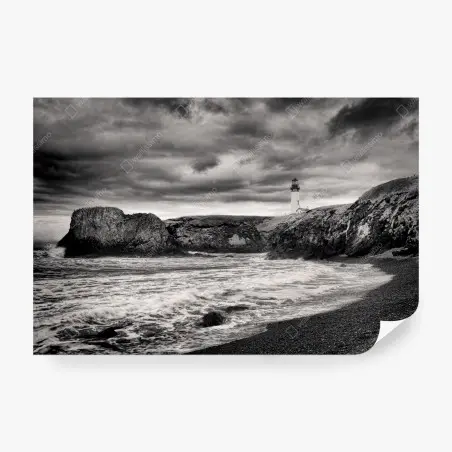 Fototapete leuchtturm Yaquina Bay an stürmischer küste – Pixers®