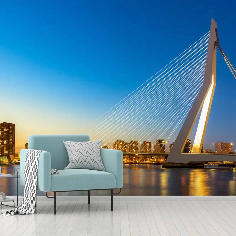 Fototapete Rotterdam Erasmusbrücke bei dämmerung