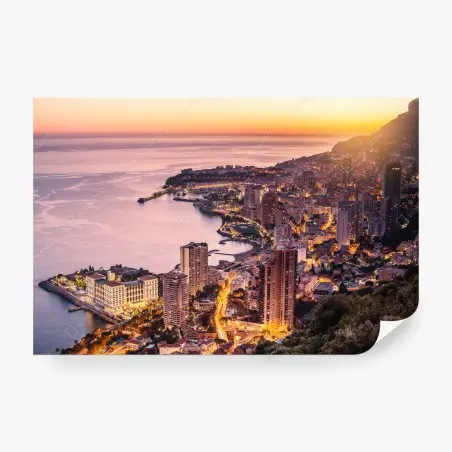 Fototapete sonnenuntergang über der städtischen küstenlinie – Pixers®
