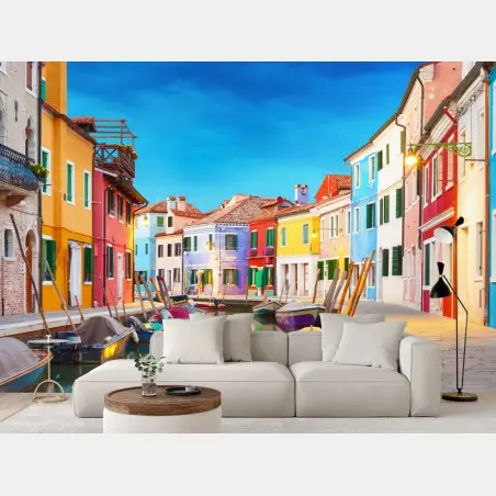 Fototapete bunte häuser in Burano, Venedig – Pixers®
