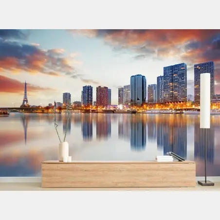 Fototapete Paris skyline bei sonnenuntergang mit Eiffelturm – Pixers®