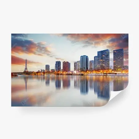 Fototapete Paris skyline bei sonnenuntergang mit Eiffelturm – Pixers®