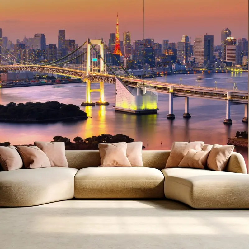 Fototapete Tokio skyline bei sonnenuntergang
