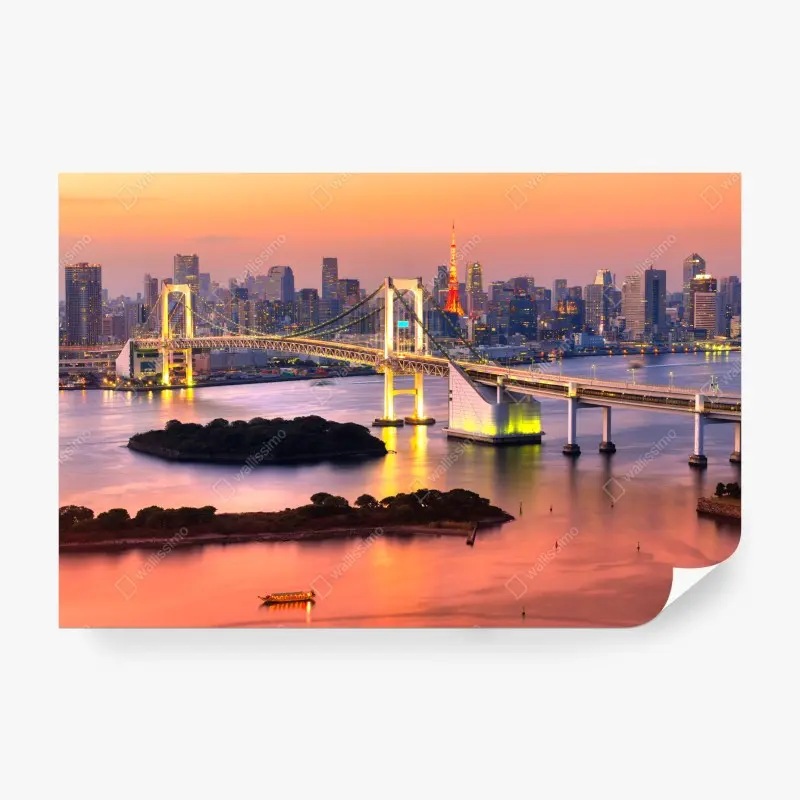 Fototapete Tokio skyline bei sonnenuntergang