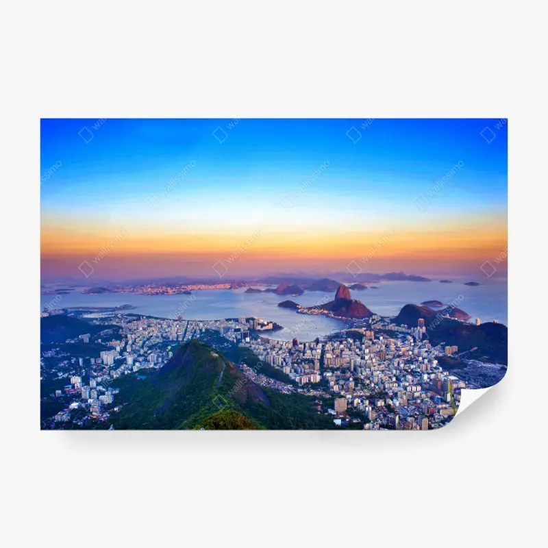 Fototapete panorama von Rio de Janeiro bei sonnenuntergang