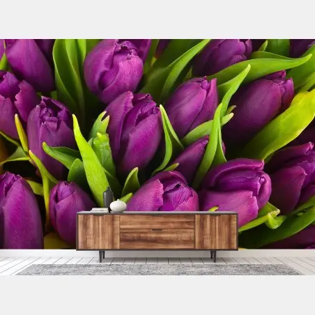 Fototapete lila tulpen im bukett – Pixers®