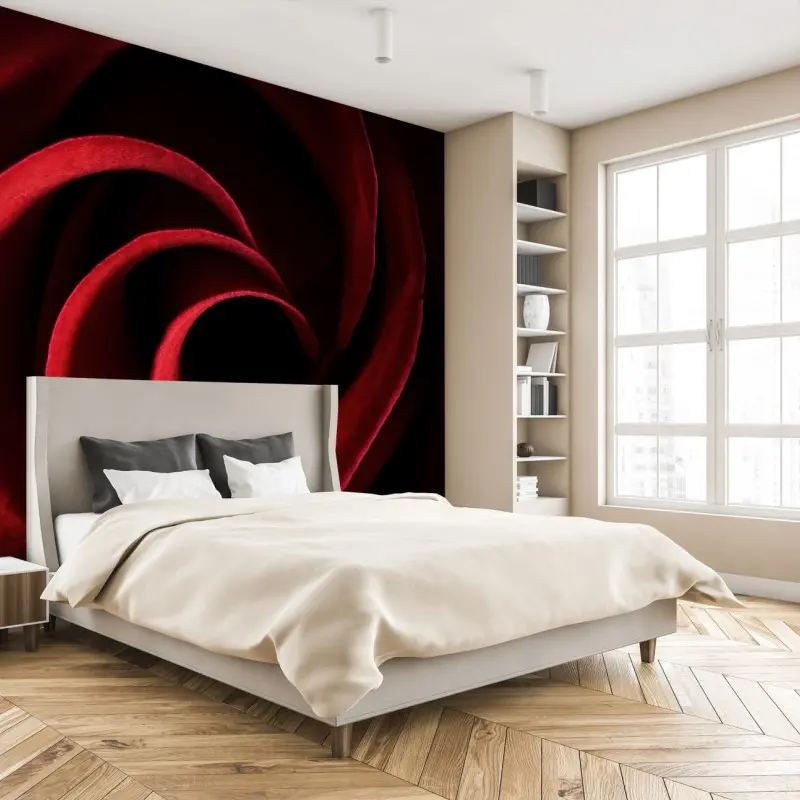Fototapete spirale aus tiefroten rosenblättern