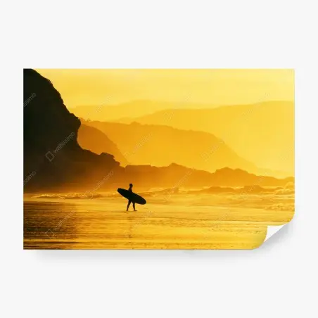 Fototapete surfer im goldenen sonnenuntergang – Pixers®