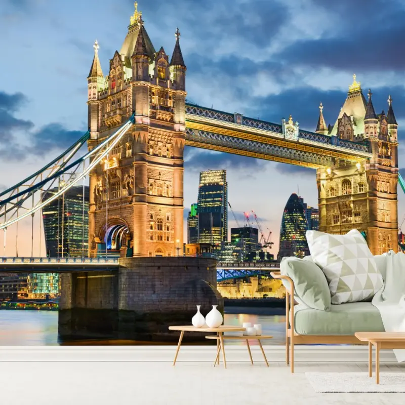 Fototapete Tower Bridge bei dämmerung, London skyline