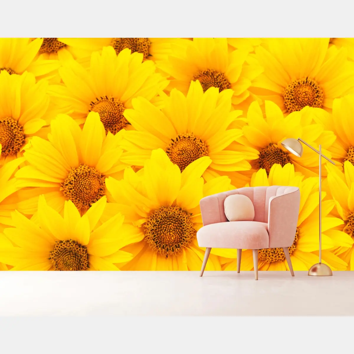 Fototapete leuchtende gelbe sonnenblumen in nahaufnahme – Pixers®