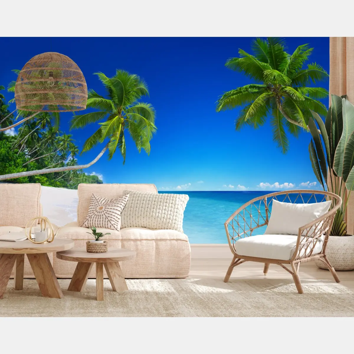 Fototapete tropischer strand mit palmen – Pixers®