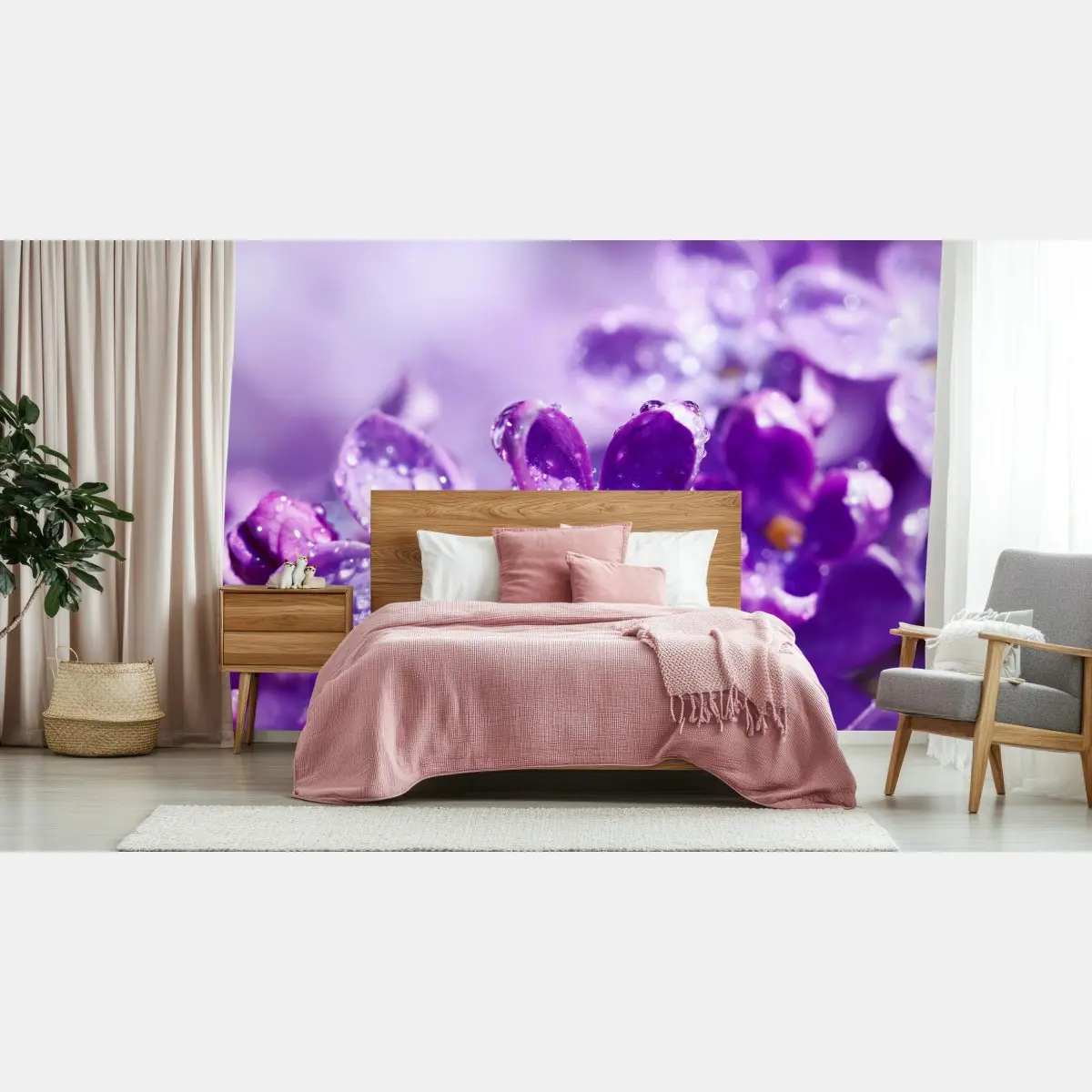 Fototapete lila fliederblüte mit tau – Pixers®