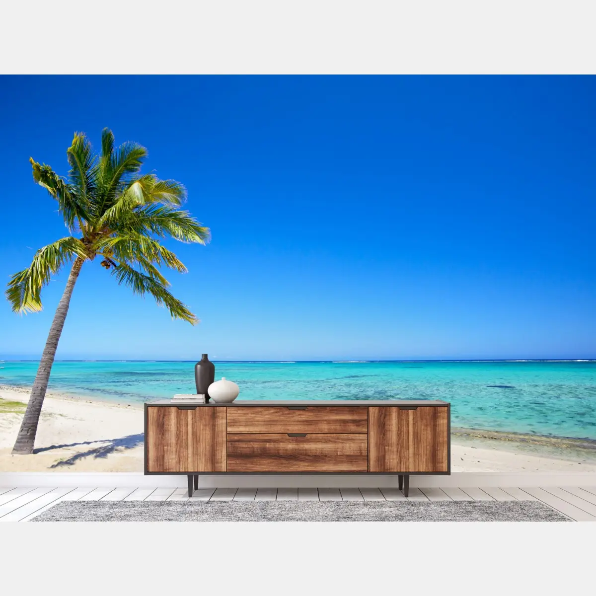 Fototapete tropischer traumstrand mit palme – Pixers®